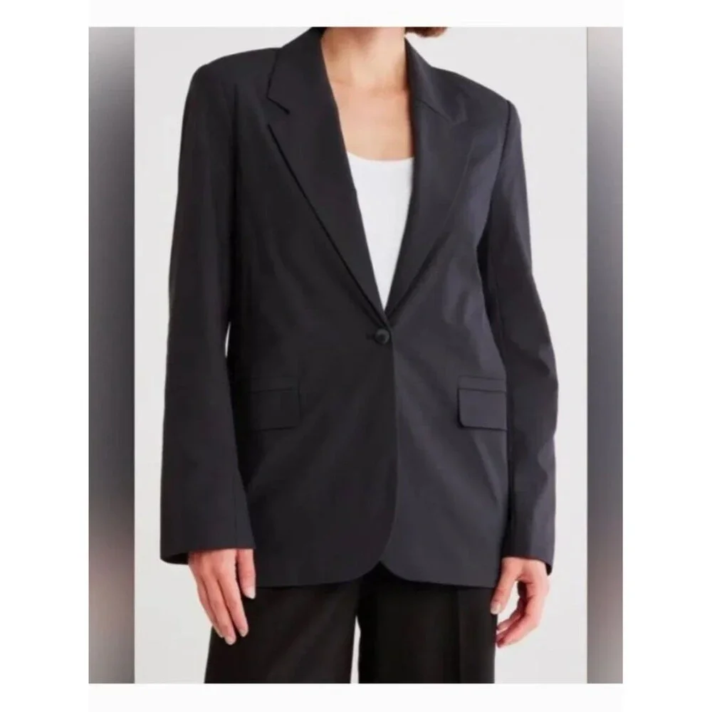 Rhone Commuter Boyfriend Blazer Women's Sz S One Button Jacket Black Career